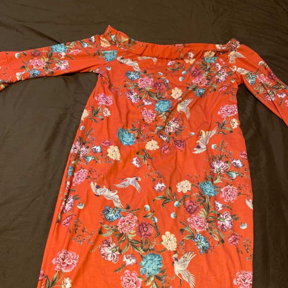 Floral Print Off The Shoulder Dress